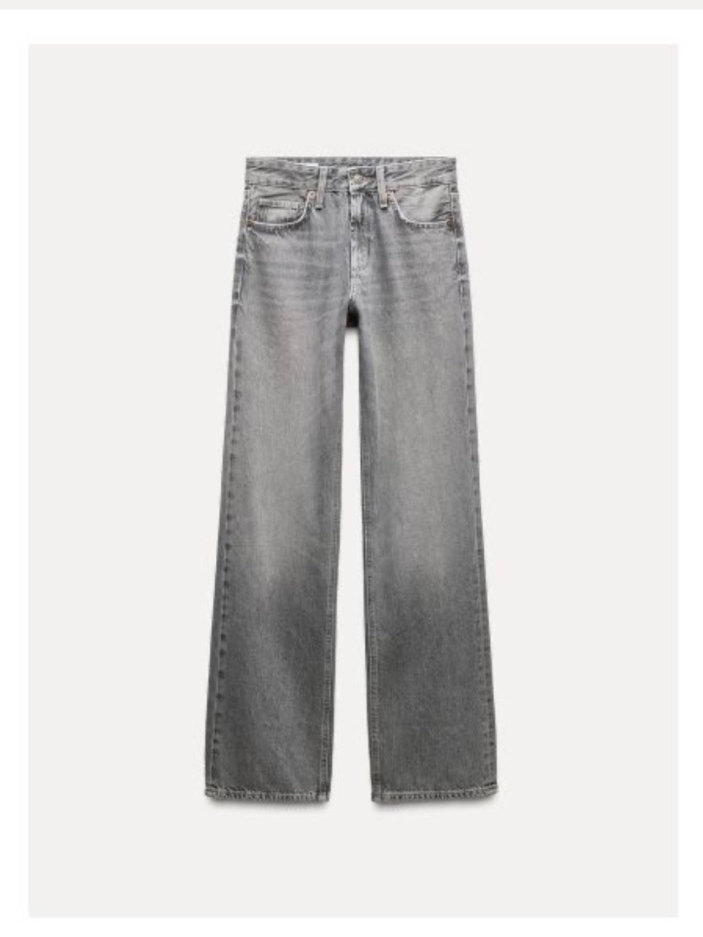 Zara Light Gray Flared Wide-Leg Jeans